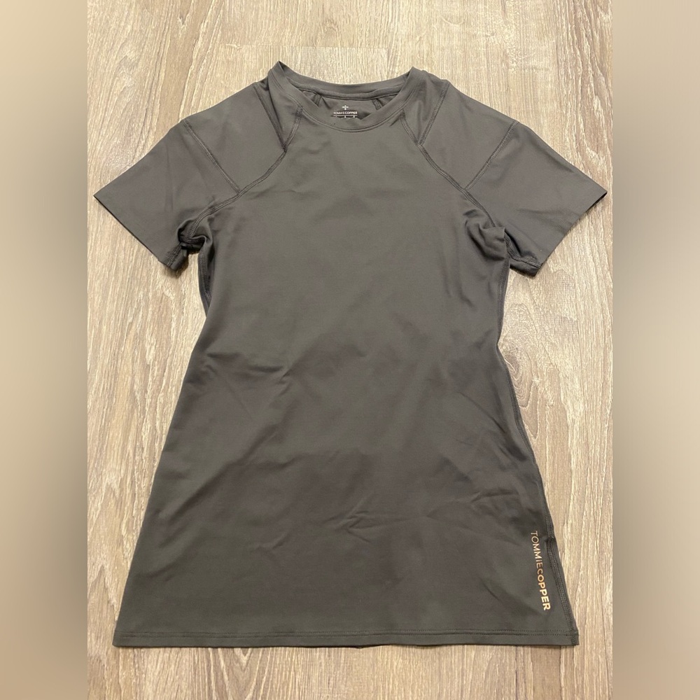 Tommie Copper Shoulder Back Support Shirt Zinc Compression Slate Grey Large